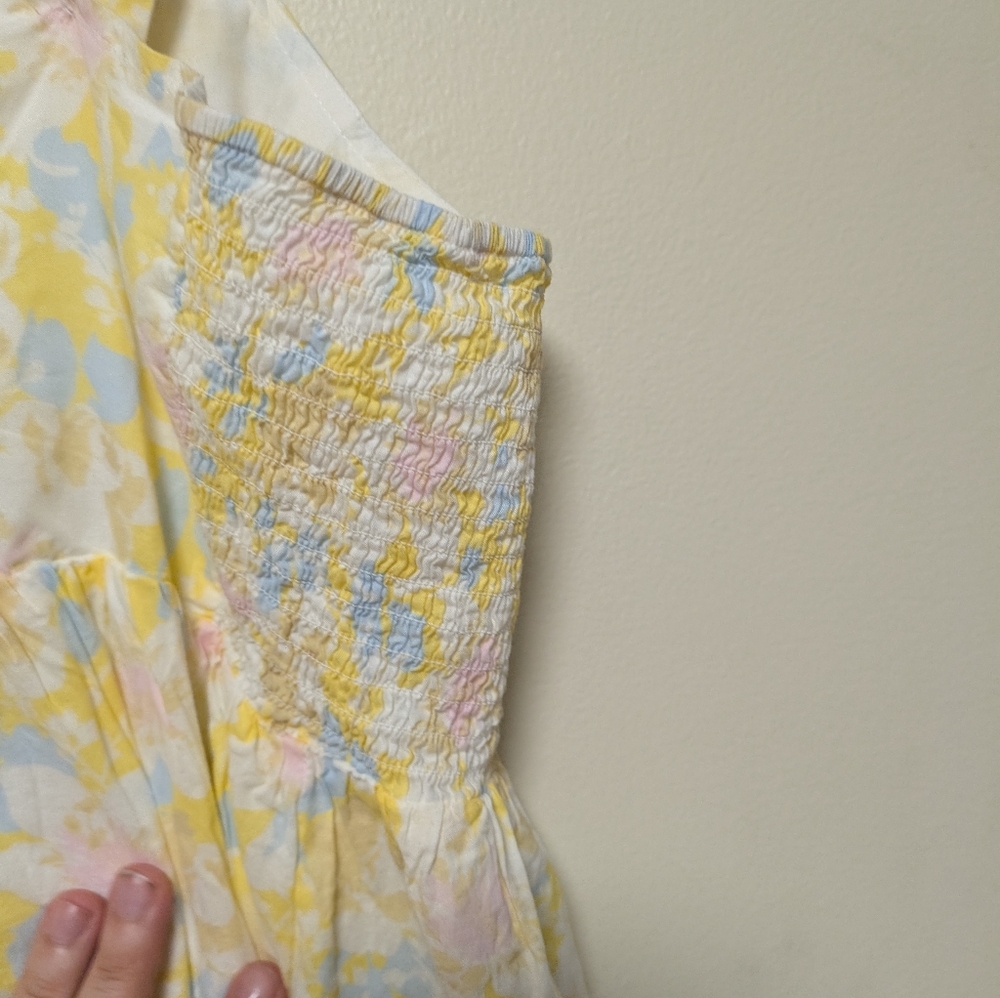 The Nines by HATCH Yellow Floral Midi Dress Size L - Picture 6 of 7